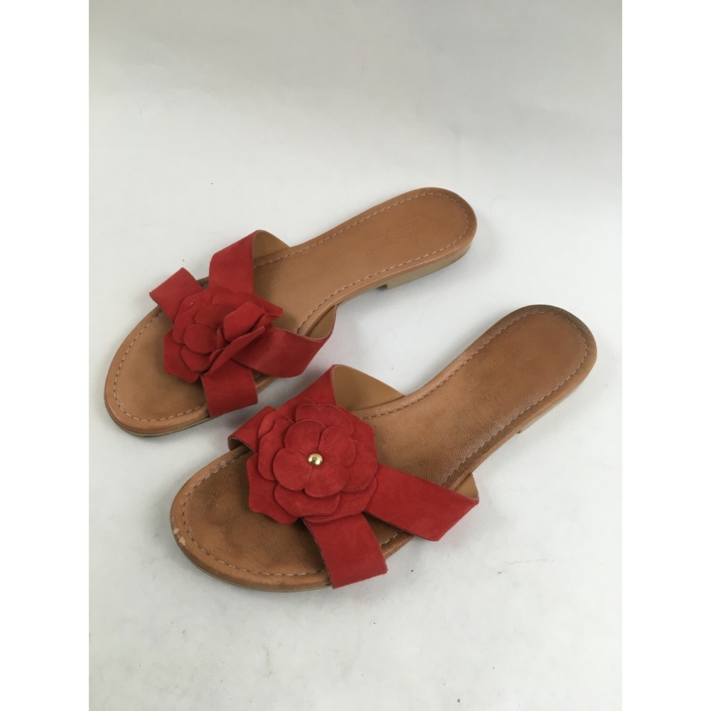 Mila Paoli Sandals Women's Size 9? Red Flower Slide Made In Italy Suede